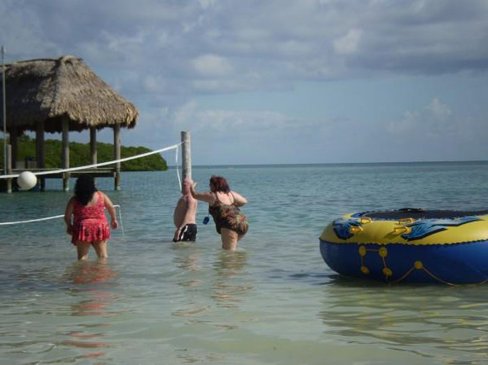 water volleyball action shot